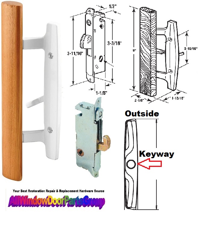 Guardian Sliding Patio Door Handle Set White W/ Keylock All Window