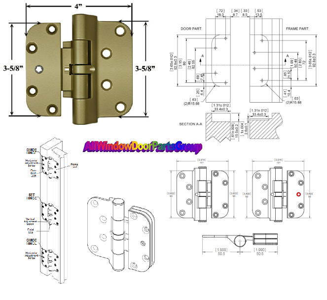 Adjustable Door Hinges All Finishes Sets for Tall Doors All