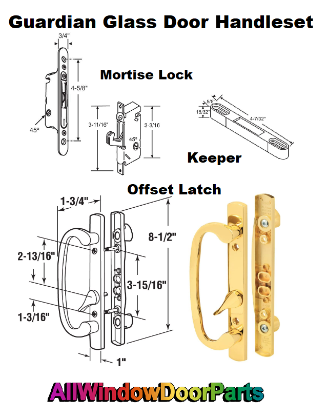 Guardian Sliding Patio Door Handle Set, OffSet Latch New Style All