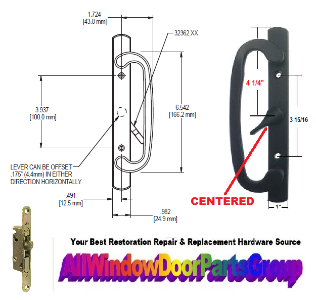 Sliding Patio Door Handle Set With Mortise Lock Assembly \ No Keylock