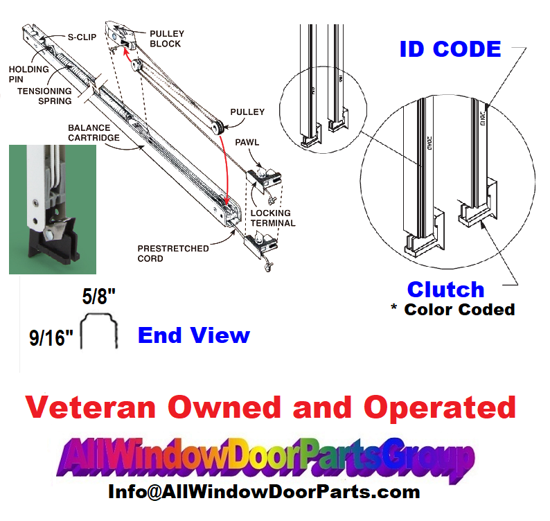 Ribbed Channel Balance 19" to 24" Double Single Hung Window All