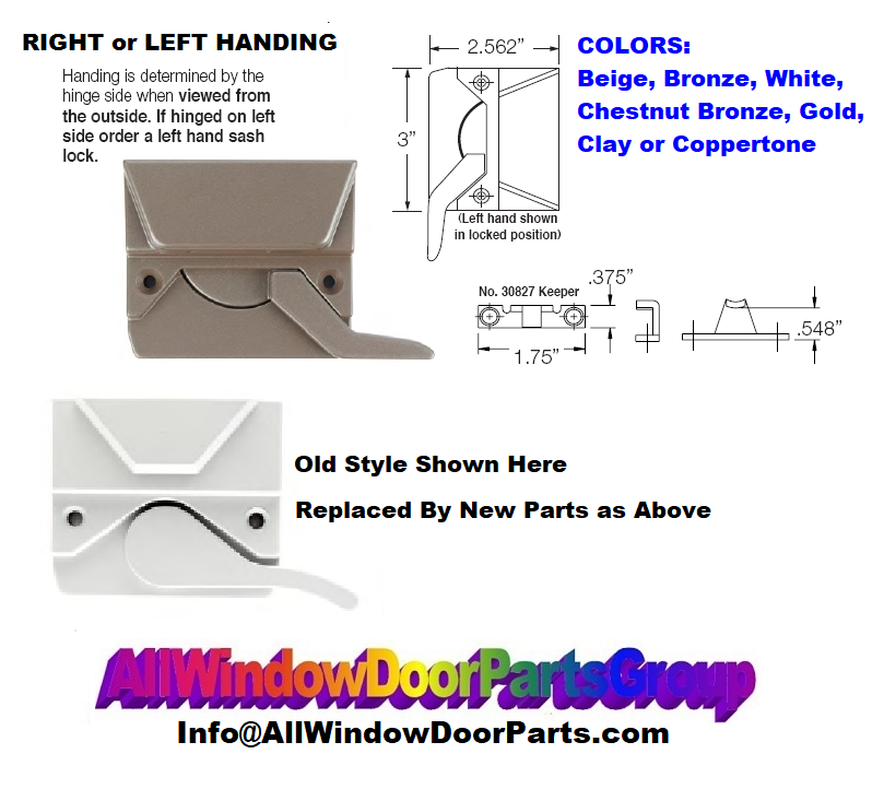 Caradco Sash Lock Replacement Parts Old New Style Casement Sash Lock