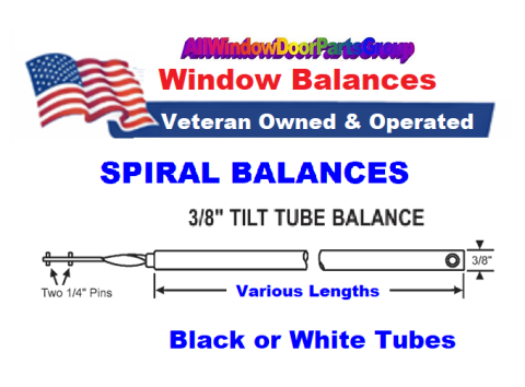 Spiral Window Balances, 3/8" Tilt Tube Balance All Color Bearings — SKU AWDP-83 Series Balances