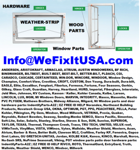 If you live in Virginia, North Carolina, South Carolina, Georgia and Tennessee and find that you need help To Identify those hard-to-find and obsolete older window and door parts.